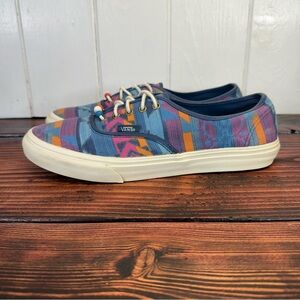 Vans Aztec Tribal Print Low Top Sneakers Blue Orange Pink Women’s 10 / Men’s 8.5